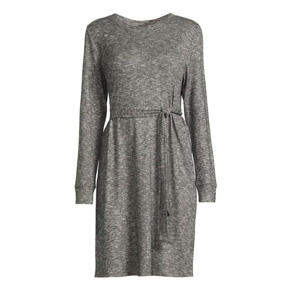 Time and Tru Women's Long Sleeve Belted Hacci Dress, Size 12-14 - Picture 1 of 4